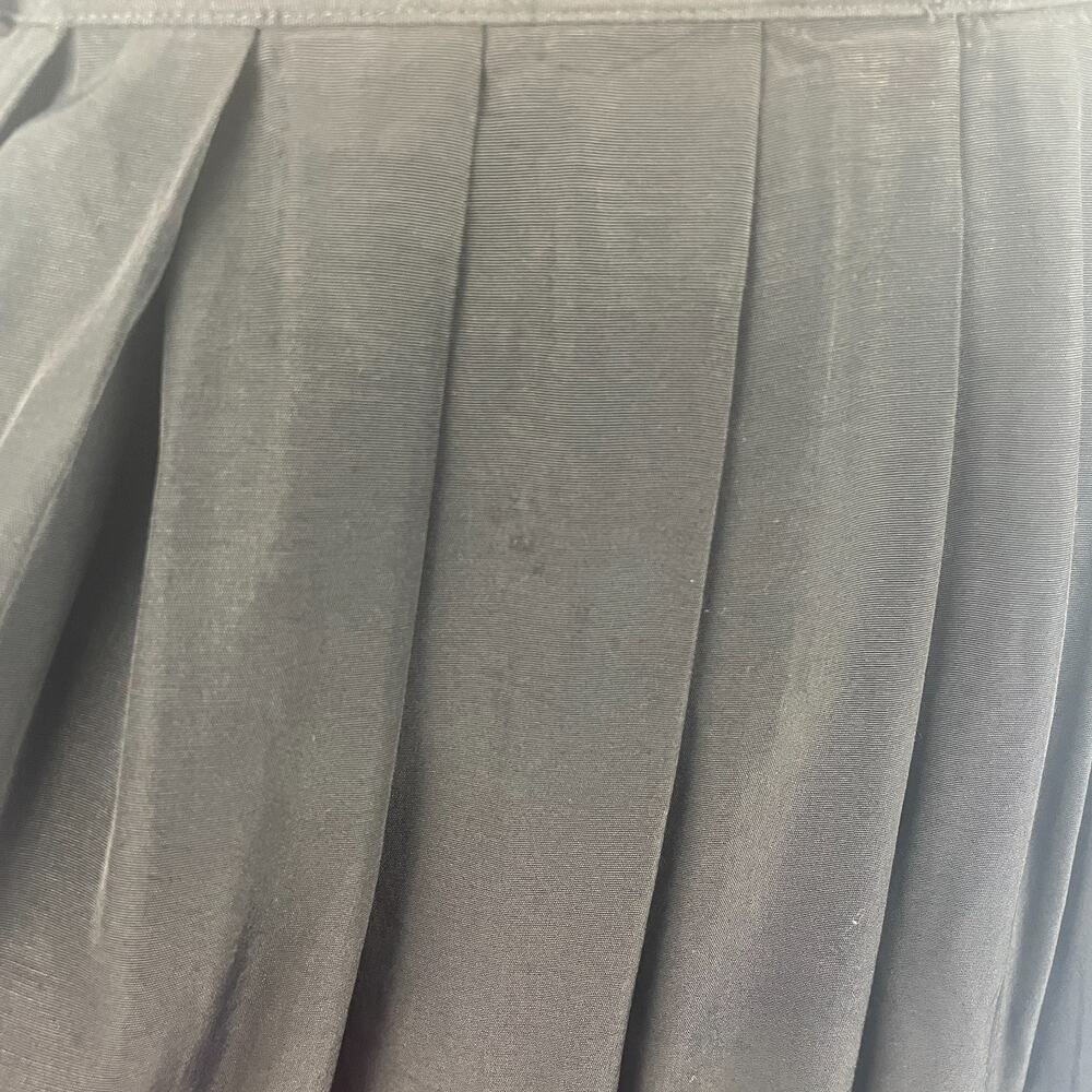 Vintage Pleated Skirt Size 16 Black Solid Midi ALine Minimal Academia Office 90s - Picture 8 of 13